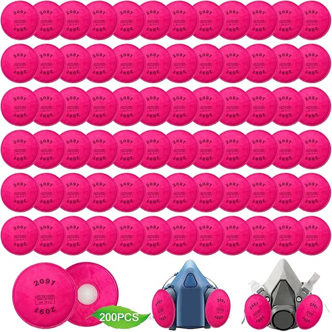 200PCS (100Pack) 2091 Particulate Filter,Installed on 2091 Filters Retainer,Replacement for 6000 6200 6800 7000 7502 FF-4 Series,Against Painting Welding Woodworking