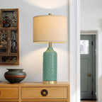 G-SAFAVA24.25 Modern Ceramic Green Table Lamps Set of 2 for Living Room, Farmhouse, Bedside, Bedroom, Side & End Tables Nightstand Light Home Office Desk Lamps Gifts