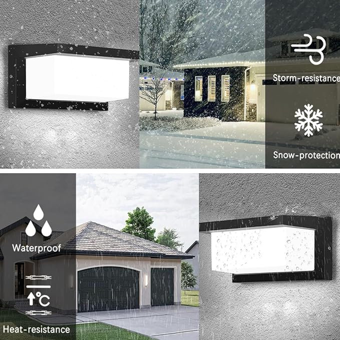 Modern Outdoor Wall Lights for House LED, 18W Porch Light Fixture 3000K 4000K 6500K 3 White Changeable,Waterproof IP65 Exterior Lighting for Garage,Front Door