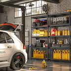 WORKPRO 5-Tier Steel Shelving Unit-Black, 35-3/10”W x 17-1/2”D x 72”H, Adjustable Storage Rack, Heavy Duty Shelf with MDF Board, 1650 lbs Load Capacity (Total) for Garage, Basement, Warehouse, Kitchen