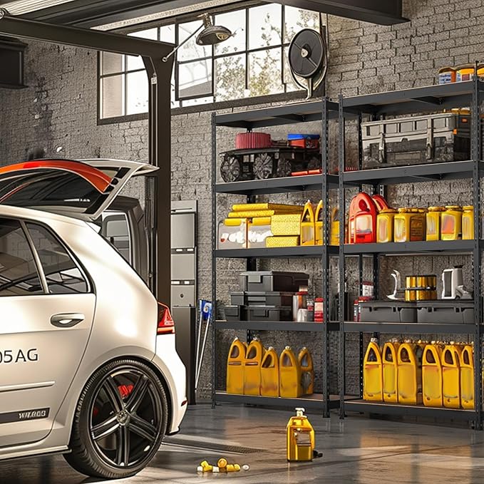 WORKPRO 5-Tier Steel Shelving Unit-Black, 35-3/10”W x 17-1/2”D x 72”H, Adjustable Storage Rack, Heavy Duty Shelf with MDF Board, 1650 lbs Load Capacity (Total) for Garage, Basement, Warehouse, Kitchen