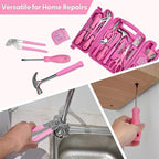 Pink Tool Set for Women, 136-Piece Household Small Tool Set, Toolbox Storage for Home Repairs, Portable Hand Tool Kit for Home Car College