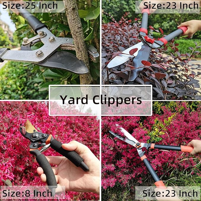 Loppers Hedge Shears & Pruners Combo Set 3-Piece Hedge Clippers, Heavy Duty Tree & Shrub Care Kit for Yard, Lawn & Garden, Professional Branch Cutter Tree Trimmer for Indoor & Outdoor Gardening