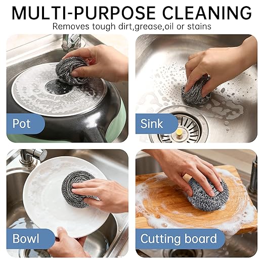 18 Pack Steel Wool Pads - Individually Wrapped Heavy Duty Scrubbers for Grill Grates, Oven Racks, Cast Iron, Pots & Pans | Industrial Strength Rust Remover, Non-Scratch Metal Scouring Pads