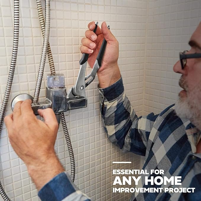 Olympia Tools 10-Inch Tongue and Groove Pliers, Straight Jaw Pliers with Cushion grip, 6 Jaw positions, 2.1" Jaw Capacity