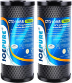 ICEPURE 10"X4.5",1 Microns Whole House Sediment Activated Carbon Water Filter Compatible with Dupont WFHDC8001, EP Series,EPM Series, CB-BB-10, GE FXHTC, GXWH40L, GXWH35F, GNWH38S, CTO10BB,2PACK