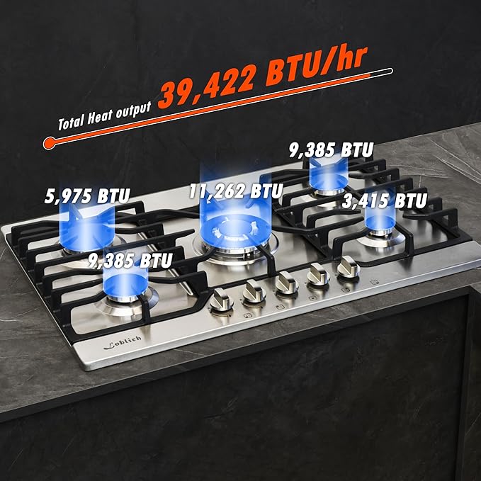 30-inch 5-Burner Built-in Gas Cooktop with Stainless Steel & Cast Iron Grates - LW5S01A (LPG/NG Convertible)
