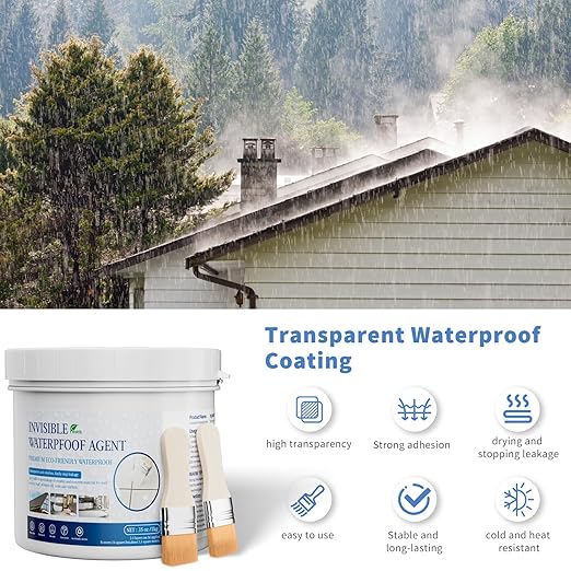 Invisible Waterproof Agent Transparent Repairing Leak Waterproof Adhesive for Roofs, Walls, Bathroom, Shower, Window Sills, Indoor & Outdoor Water Proof Coating 35 Oz
