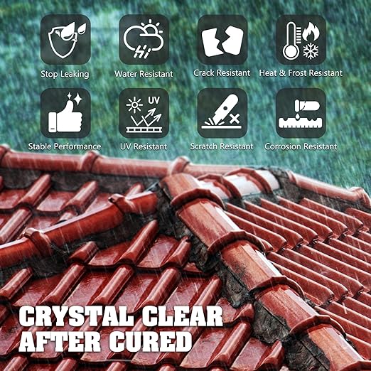 Transparent Waterproof Coating, 35oz Clear Waterproof Sealant - Concrete Crack Sealant for Roofs, Walls, Wood & Terraces - Indoor/Outdoor Flexible Water-Based UV-Resistant Crack-Proof Protection