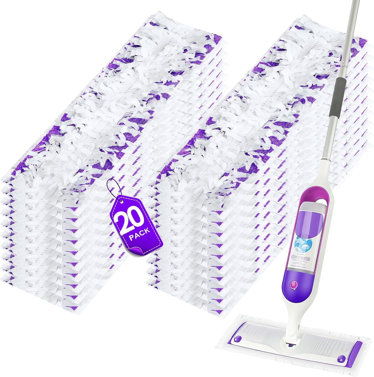 20 Count Power Mop Pads Refills for Swiffer, Compatible with Swiffer Power Mop Refills Replacement Disposable Power Mopping Pads Refills for Multi-Surface Floor Cleaning