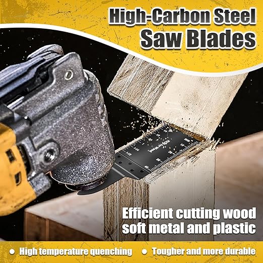 60PCS Oscillating Tool Blades, Professional Universal Titanium Oscillating Saw Blades Multitool Blades Kits for Wood Plastics Metal, Dewalt Ryobi Fein Milwaukee（2 titanium blade 58 wood blades）