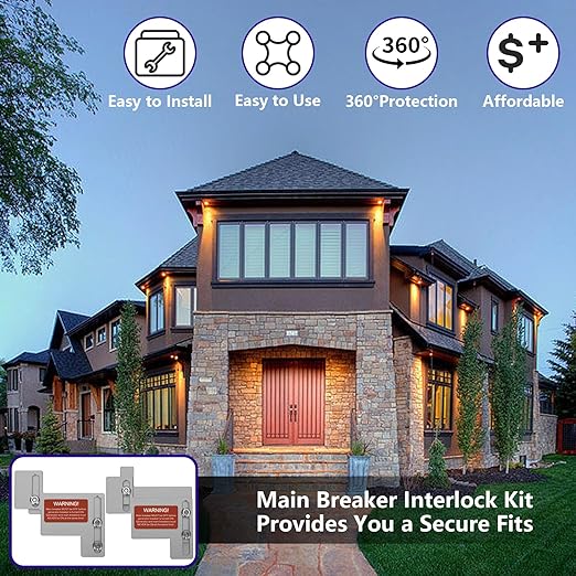 Generator Interlock Kit Compatible with Eaton Cutler Hammer Challenger BR Series 150 and 200 AMP Panel, 1 1/4-1 1/2 Inch Spacing Between Main and Branch Breaker, Interlock Plate.