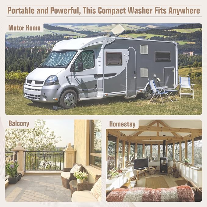 Bonusall Portable Washing Machine， 16 lbs Mini Washer and Spin Dryer Combo, Built-in Gravity Drain,Compact Laundry Washer with Drain Pump & Timer Control for Apartments, Dorms, RVs-Gray