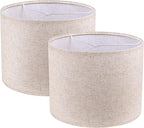 Lamp Shades Set of 2, Beige Linen Lampshade, 13" Top X 13" Bottom X 10" High, Easy Assembly, Minimalist Drum Lamp Shades for Floor Lamps Table Lamps, Create Soft Calming Ambiance