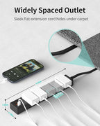 Power Strip Surge Protector, 10 Ft Ultra Flat Extension Cord, Surge Protector with 5 Outlets & 3 USB Ports (2 USB C), 1700 Joules, Wall Mount, Desktop Charging Station for Home Office, Black