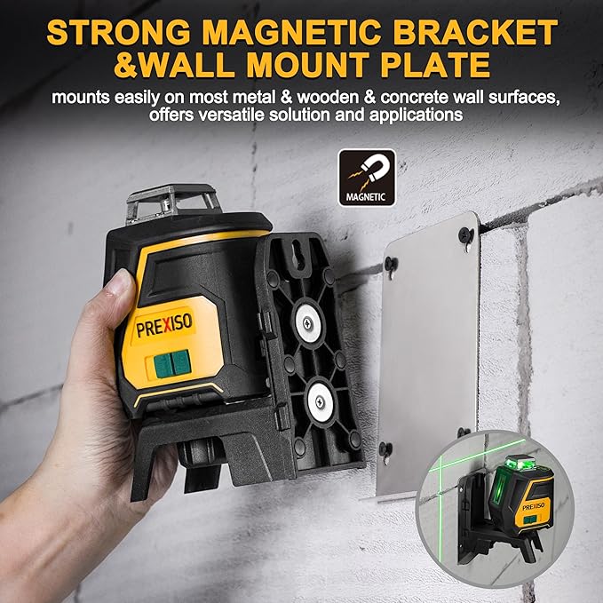 PREXISO 360 Laser Level with Tripod - IP54 Rechargeable Wide Angle Vertical Line Laser, 100Ft Green 3 Brightness Adjustment Self Leveling Cross Line for Construction, Floor Tile, Renovation