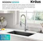 KRAUS Bolden Commercial Style 2-Function Single Handle Pull Down Kitchen Faucet in Stainless Steel, KPF-1610SS