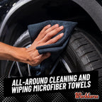 Chemical Guys Workhorse Professional Grade Microfiber Towels - Black 16x16 Inch Detailing Cloths for Cars, Home & Pet Drying, Ultra Soft & Scratch-Free, Perfect for Washing, Drying & Cleaning, 3 Pack