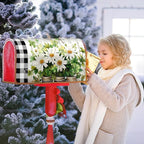 Buffalo Plaid Daisy Mailbox Covers - Magnetic, Waterproof, Spring/Summer Floral Designs - Standard Size 21 x 18 Inch - Farmhouse Welcome Cover - Garden/Yard Decor