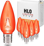 HLO Lighting Smooth C9 Christmas Lights | Orange LED Bulbs for Indoor & Outdoor Christmas Decor | Set of 25
