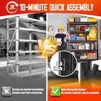 Set of 2 Garage Shelving-2050LBS 5 Tier Storage Shelves,Adjustable Heavy Duty Metal Shelving Unit and Storage Large Rack,Utility Steel Shelf For Shop Warehouse Industrial Pantry Basement 71"x35"x16"