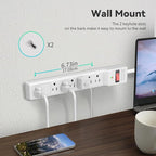 PLUGTUL Surge Protector 20FT (980 Joules), Flat Plug Power Strip, Extension Cord with Multiple Outlets, 7 Outlets, ETL Listed, 14 Gauge, Wall Mountable for Home Office Garage, White