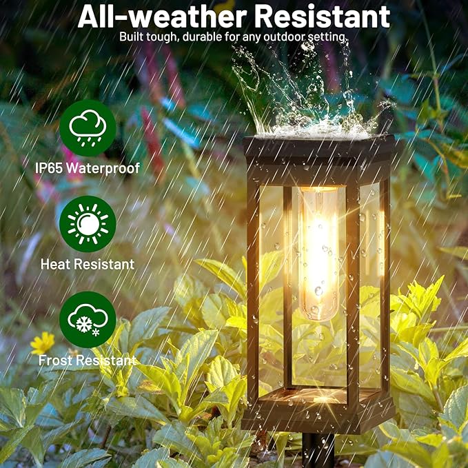 BesLowe 【Upgraded】 Solar Pathway Lights Outdoor, 6-Pack Large LED Solar Light Outdoor Waterproof, Super Bright Outside Lights for Yard, Sun-Powered Landscape Lighting for Garden Walkway, Warm White