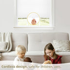 ChrisDowa Cordless Blackout Roller Shades for Windows, Thermal Insulated UV Protection Pull Down Shades, Total Blackout Window Blinds for Home, Office, Bedroom, Door (26" W x 72" H, White)