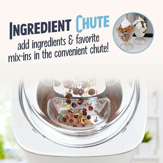 Nostalgia 2-Quart Electric Ice Cream Maker – Make Homemade Ice Cream, Gelato, Sorbet & Frozen Yogurt – No Salt/Ice Needed, Digital Controls, Mix-In Chute & Freezing Gel Canister – Stainless & White