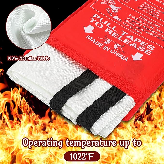 Jerify 12 Pack Fire Blanket for Home Emergency Fire Blanket 47 x 47 Inch Kitchen Fire Suppression Blanket Fiberglass Fire Blanket Flame Retardant Protection and Heat Insulation (Red)