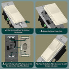 TOPGREENER Kalide Dimmer Light Switch, LED Dimmer Switch, Full Range Dimming, Single Pole/3-Way, 120VAC, 60Hz, 300W LED/CFL, Neutral Wire Not Required, Wall Plate Included, Light Almond