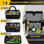 Tool Bag, Portable Tool Box Organizer Adjustable Shoulder Strap, Carry Tool Tote Heavy Duty Tool Storage Bag With Wide Mouth,Tool Bags for Men Mechanic EngineerGift - L, Dark Grey & Black