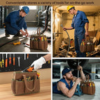13in Tool Bag, Heavy Duty 19oz Waxed Canvas Bag 11-Pocket Portable Tool Bag Organizer Storage Toolbox for Gardener Welders Electrician Working Mechanic tool bags for men