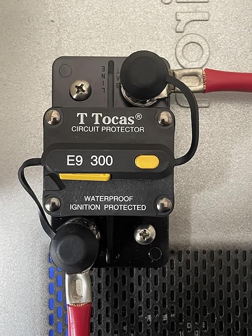 E9 3/8" Studs 300 Amp Circuit Breaker with Manual Reset | UL Certified | 12V - 48V DC | Waterproof IP67 Switchable 300A