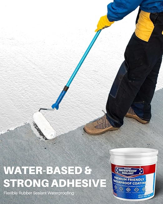 Waterproof Sealant - 2 Gallon, White, Multi-Surface Leak Repair Coating, Indoor & Outdoor Polyurethane Waterproof Coating, Crack & Leak Fix, Durable Water-Based Rubber Sealant, Easy to Apply