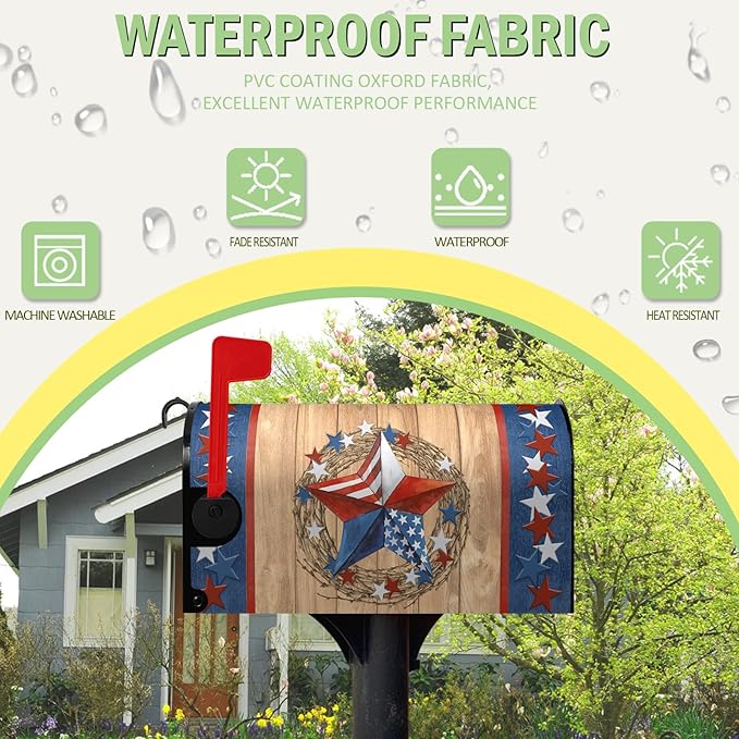 4th of July Patriotic Mailbox Covers Magnetic Large Size 25.5 x 21 Inch American Flag Independence Day Mailbox Wraps Postbox Covers Oversized Garden Yard Decorations for Outdoor