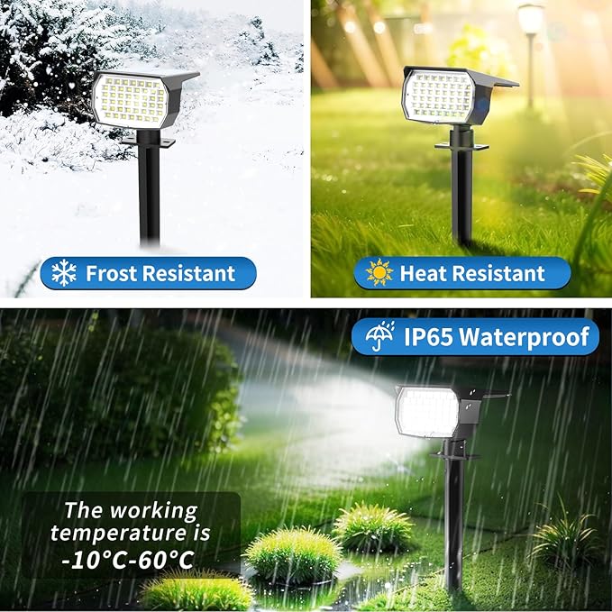 Solar Spot Lights Outdoor 6 Pack, [46 LED/3 Modes] Solar Landscape Spotlights Waterproof, 2-in-1 Auto On/Off Solar Powered Lights for Outside Yard Garden Wall Pathway(Cool White)