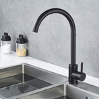 High Arc Matte Black Kitchen Faucet Single Handle Stainless Steel,Commercial Single Hole Kitchen Sink Faucet,Modern One Hole Bar Sink Faucet (Matte Black)