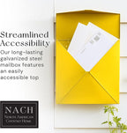 NACH Mailboxes for Outside Wall Mount, 10 x 10 x 4 inch, Yellow Mail Boxes for House Outside, Waterproof Mailboxes for Outside - Chicago Style Mail Box