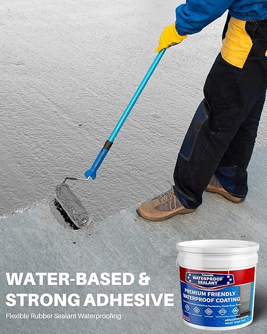 Polyurethane Waterproof Coating 2 Gallon, Light Gray, Multi-Surface Crack & Leak Repair Coating for Roofs, Basements, Foundations, Chimneys, Durable Flexible Protective Roof Sealant Waterproof