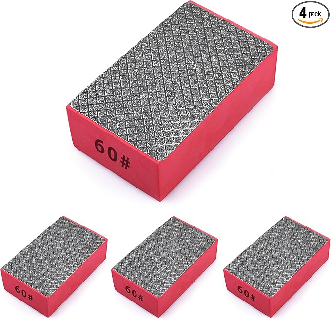 4pcs Diamond Hand Polishing Pads for Ceramic Tile Glass Grinding,Sanding Blocks Polishing 60#