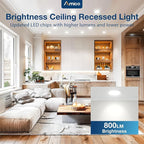 Amico 6 Pack 4 Inch 5CCT Ultra-Thin LED Recessed Dimmable Ceiling Light with Junction Box, 2700K/3000K/3500K/4000K/5000K Selectable, 10W Eqv 60W, 800 Lumens, High Brightness Downlight - ETL&FCC