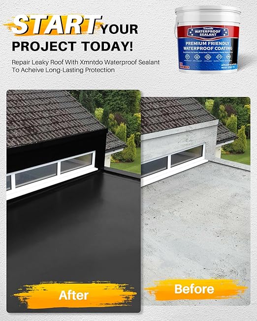 Polyurethane Waterproof Coating Black, 1 Gallon, Roof Sealant Waterproof Coating for Flat & Matal Roofs, Foundations, Concretes, Indoor and Outdoor Leak Repair Basement Sealer Waterproofing