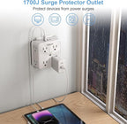Surge Protector 8 Outlet Extender, TESSAN Multi Outlet Splitter with 3 USB Wall Charger (1 USB C Port), 3-Sided Multiple Plug Power Strip 1700J, Charging Station for Home Office Dorm Room (Pack of 2)
