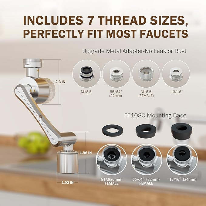 Frizzlife FF1080 Faucet Extender 8pcs Replacement Cartridge, 2pcs Carbon Fiber and 6pcs PP Cotton Filter for FF1080, FF1080-EX, FF1440 Sink Faucet Water Filter