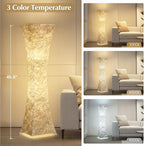 GyroVu Floor Lamp for Living Room, 47“ 3-Color Temperature Standing Corner Floor Lamps, Modern Column Floor Light with White Fabric Shade for Bedroom, Home Office, Kids Room, 2 Bulbs Include