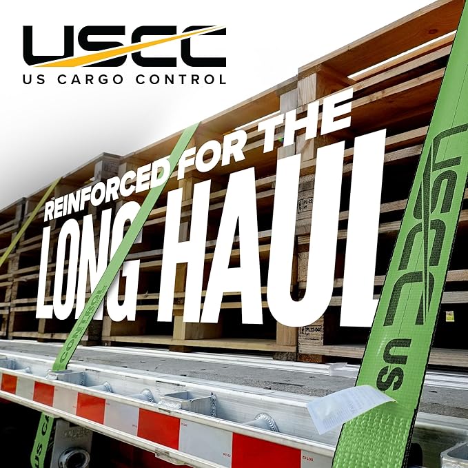 US Cargo Control 4" x 30' Winch Straps with D-Rings (10-Pack), 5,400 LBS Working Load Limit, Heavy Duty Flatbed Tie Downs, Green 4 Inch Straps for Flatbed Trailers, Trucks, and Cargo Securement