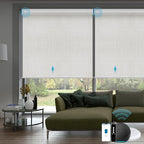 SmartWings Motorized Smart Blinds with Remote, Custom Automatic 100% Blackout Roller Shade Compatible with Alexa/Homekit/Google, Electric Smart Blinds for Indoor Windows, Vigor White