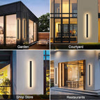 Aipsun 2 Pack Outdoor Wall Lights, 39.4inch Black LED Exterior Light Fixtures Wall Mount, Modern Porch Lights Wall Sconce, Long LED Linear Outside Lighting for Garage, Front Door 3000K