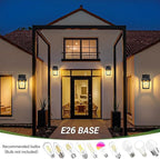 zemty Dusk to Dawn Outdoor Lighting Fixtures Wall Mount, Matte Black Outdoor Porch Lights with E26 Socket, Waterproof Exterior Wall Sconce for House, Doorway, Garage 2Pack (Bulb Not Include)